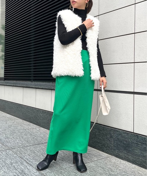 prose verse（プロズヴェール）の「バックスリットリップルポンチナロースカート（スカート・レディース・ブラック/ベージュ/オフホワイト/オレンジ/ブルー/グリーン・ﾌﾘ-/FREE）」の10枚目の写真