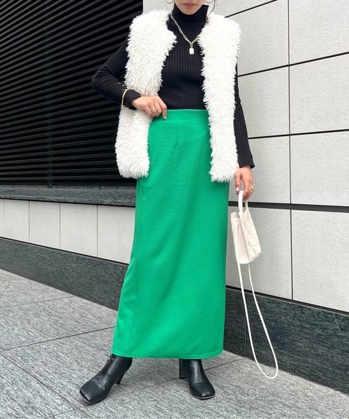 prose verse（プロズヴェール）の「バックスリットリップルポンチナロースカート（スカート・レディース・ブラック/ベージュ/オフホワイト/オレンジ/ブルー/グリーン・ﾌﾘ-/FREE）」の11枚目の写真