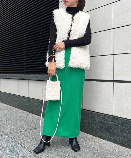 prose verse（プロズヴェール）の「バックスリットリップルポンチナロースカート（スカート・レディース・ブラック/ベージュ/オフホワイト/オレンジ/ブルー/グリーン・ﾌﾘ-/FREE）」の12枚目の写真