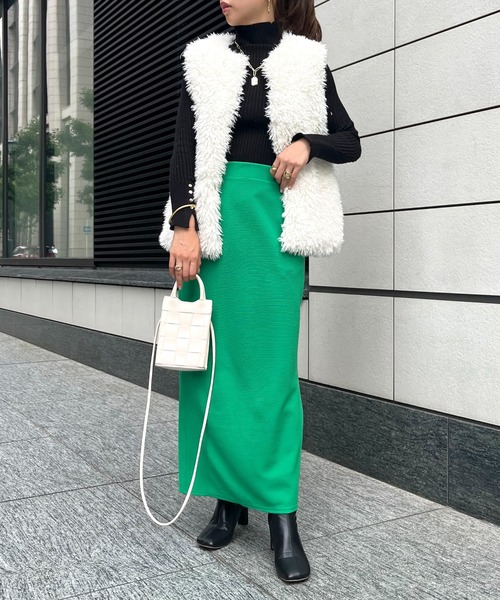 prose verse（プロズヴェール）の「バックスリットリップルポンチナロースカート（スカート・レディース・ブラック/ベージュ/オフホワイト/オレンジ/ブルー/グリーン・ﾌﾘ-/FREE）」の13枚目の写真