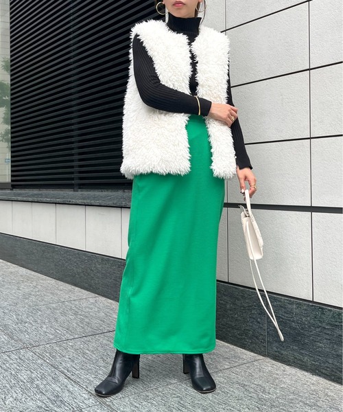 prose verse（プロズヴェール）の「バックスリットリップルポンチナロースカート（スカート・レディース・ブラック/ベージュ/オフホワイト/オレンジ/ブルー/グリーン・ﾌﾘ-/FREE）」の14枚目の写真