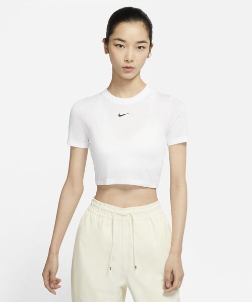 NIKE（ナイキ）の「ナイキ スポーツウェア エッセンシャル ウィメンズ クロップトップ / Nike Sportswear Essential Women's Crop Top（Tシャツ/カットソー・レディース・ホワイト/ブラック・S/M/XL/XS/L）」の21枚目の写真