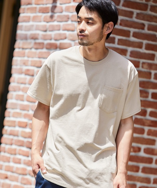 MONO-MART（モノマート）の「ギルダン ビッグシルエット USAオーバーサイズ 1/2スリーブ 胸ポケット Tシャツ（Tシャツ/カットソー・メンズ・ホワイト/チャコールグレー/ライトブルー/ブラック/ライム/グリーン/ネイビー/マルーン/オレンジ/オレンジ系その他/グレー/ブラウン系その他・M/XL/L/XXL）」の5枚目の写真