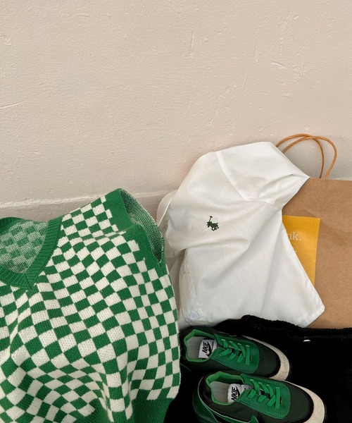 aimoha（アイモハ）の「【aimoha-KIDS-】子供服　ブロックチェックVネックニットベスト（ベスト・キッズ・ブラック/グリーン・90/100/110/120/130/140）」の9枚目の写真