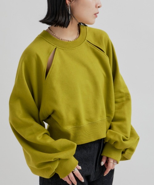 VANNIE U（ヴァニーユー）の「ラグランスリットスウェット（スウェット・レディース・グリーン/アイボリー・FREE）」の17枚目の写真