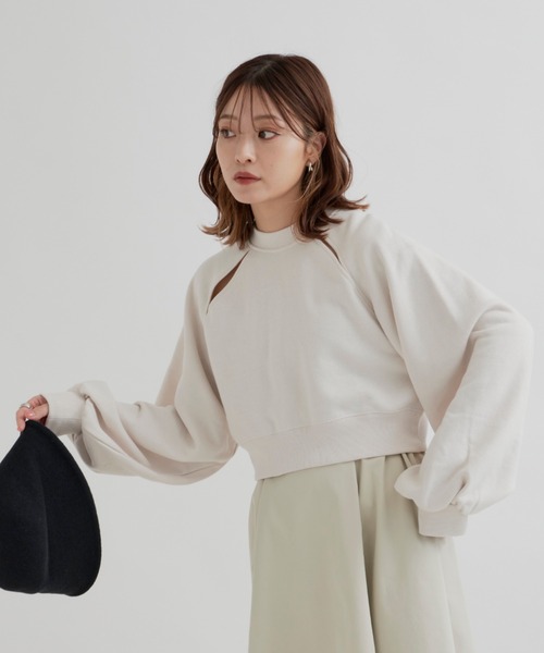 VANNIE U（ヴァニーユー）の「ラグランスリットスウェット（スウェット・レディース・グリーン/アイボリー・FREE）」の9枚目の写真