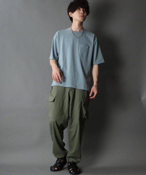 SITRY（シトリー）の「Loose silhouette basic T-shirt/ルーズシルエット ベーシック Ｔシャツ（Tシャツ/カットソー・メンズ・ホワイト/ブラック/ベージュ/グレー/サックスブルー/グリーン・L/XL/M）」の12枚目の写真
