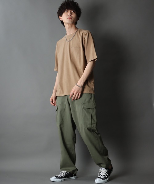 SITRY（シトリー）の「Loose silhouette basic T-shirt/ルーズシルエット ベーシック Ｔシャツ（Tシャツ/カットソー・メンズ・ホワイト/ブラック/ベージュ/グレー/サックスブルー/グリーン・L/XL/M）」の15枚目の写真