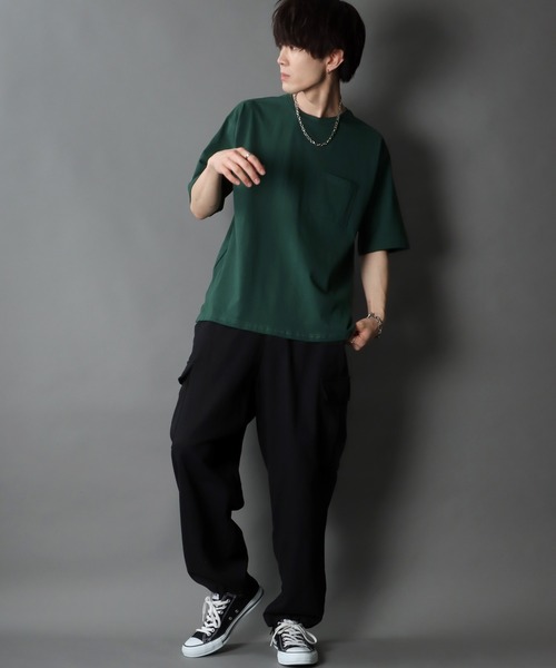 SITRY（シトリー）の「Loose silhouette basic T-shirt/ルーズシルエット ベーシック Ｔシャツ（Tシャツ/カットソー・メンズ・ホワイト/ブラック/ベージュ/グレー/サックスブルー/グリーン・L/XL/M）」の14枚目の写真