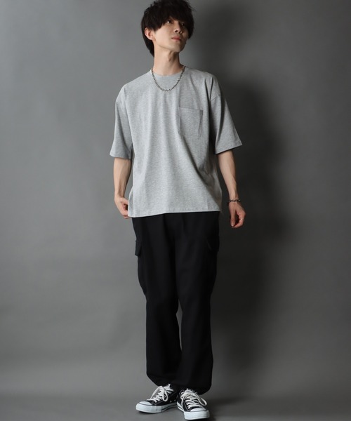 SITRY（シトリー）の「Loose silhouette basic T-shirt/ルーズシルエット ベーシック Ｔシャツ（Tシャツ/カットソー・メンズ・ホワイト/ブラック/ベージュ/グレー/サックスブルー/グリーン・L/XL/M）」の17枚目の写真