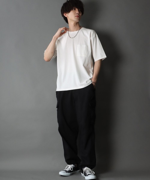 SITRY（シトリー）の「Loose silhouette basic T-shirt/ルーズシルエット ベーシック Ｔシャツ（Tシャツ/カットソー・メンズ・ホワイト/ブラック/ベージュ/グレー/サックスブルー/グリーン・L/XL/M）」の20枚目の写真