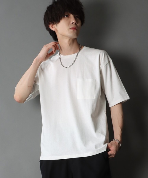 SITRY（シトリー）の「Loose silhouette basic T-shirt/ルーズシルエット ベーシック Ｔシャツ（Tシャツ/カットソー・メンズ・ホワイト/ブラック/ベージュ/グレー/サックスブルー/グリーン・L/XL/M）」の22枚目の写真