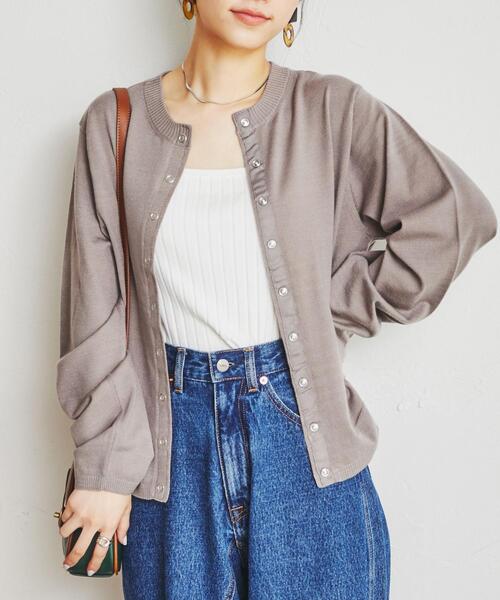 coen(コーエン)の「もちふわリングドットクルーネックカーディガン(カーディガン/ボレロ・レディース・ターコイズブルー/シャーベット/ベージュ/ネイビー・L/M)」の5枚目の写真