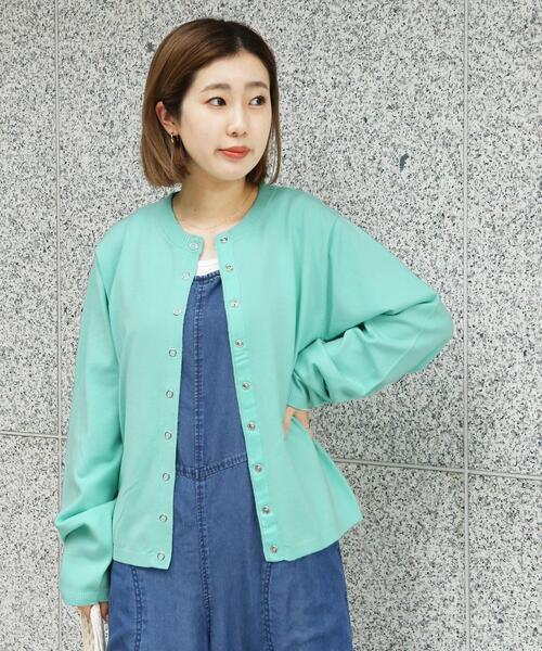 coen(コーエン)の「もちふわリングドットクルーネックカーディガン(カーディガン/ボレロ・レディース・ターコイズブルー/シャーベット/ベージュ/ネイビー・L/M)」の7枚目の写真