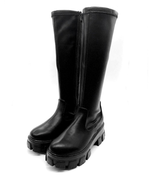 Noubel Voug Relax(ヌーベルヴォーグリラックス)の「トラックソールストレッチロングブーツ(ブーツ・レディース・ホワイト/ブラック・S/M/L/LL)」の3枚目の写真