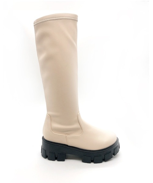 Noubel Voug Relax(ヌーベルヴォーグリラックス)の「トラックソールストレッチロングブーツ(ブーツ・レディース・ホワイト/ブラック・S/M/L/LL)」の8枚目の写真