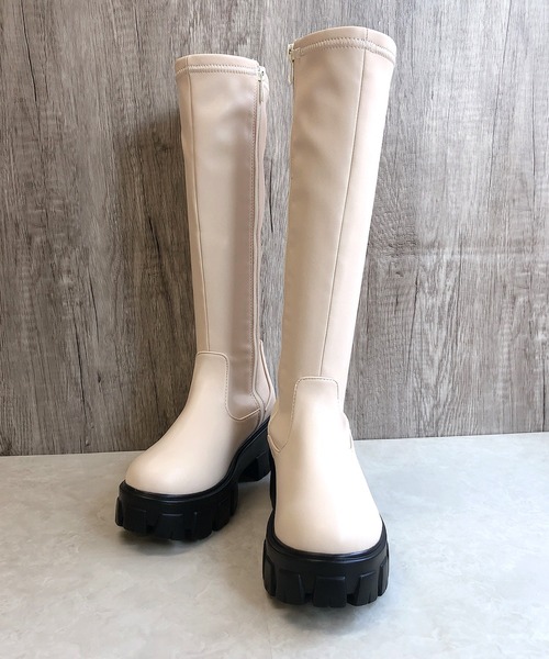 Noubel Voug Relax(ヌーベルヴォーグリラックス)の「トラックソールストレッチロングブーツ(ブーツ・レディース・ホワイト/ブラック・S/M/L/LL)」の9枚目の写真