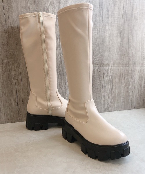 Noubel Voug Relax(ヌーベルヴォーグリラックス)の「トラックソールストレッチロングブーツ(ブーツ・レディース・ホワイト/ブラック・S/M/L/LL)」の10枚目の写真