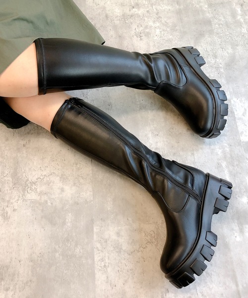 Noubel Voug Relax(ヌーベルヴォーグリラックス)の「トラックソールストレッチロングブーツ(ブーツ・レディース・ホワイト/ブラック・S/M/L/LL)」の15枚目の写真