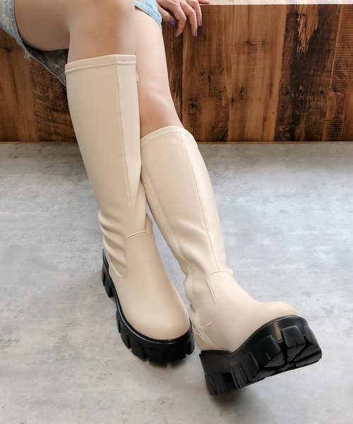 Noubel Voug Relax(ヌーベルヴォーグリラックス)の「トラックソールストレッチロングブーツ(ブーツ・レディース・ホワイト/ブラック・S/M/L/LL)」の20枚目の写真