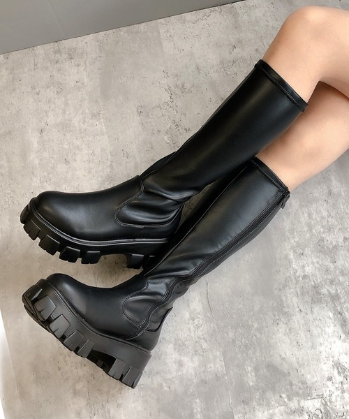 Noubel Voug Relax(ヌーベルヴォーグリラックス)の「トラックソールストレッチロングブーツ(ブーツ・レディース・ホワイト/ブラック・S/M/L/LL)」の19枚目の写真