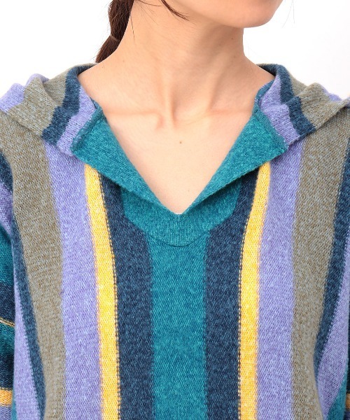 チチカカ（チチカカ）の「メキシカンパーカニットプルオーバー（ニット/セーター・レディース・ライトブルー/ネイビー・FREE）」の15枚目の写真