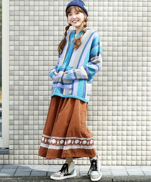 チチカカ（チチカカ）の「メキシカンパーカニットプルオーバー（ニット/セーター・レディース・ライトブルー/ネイビー・FREE）」の5枚目の写真