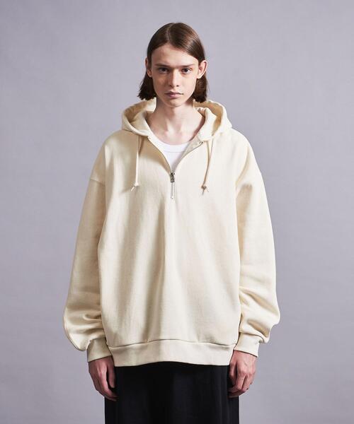 MONKEY TIME（モンキータイム）の「＜monkey time＞ TRY/FLC HALF ZIP HOODIE/パーカー（パーカー・メンズ・ブラック/ナチュラル・S/M/L/XL）」の3枚目の写真