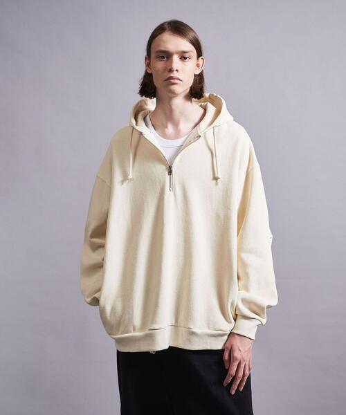 MONKEY TIME（モンキータイム）の「＜monkey time＞ TRY/FLC HALF ZIP HOODIE/パーカー（パーカー・メンズ・ブラック/ナチュラル・S/M/L/XL）」の12枚目の写真