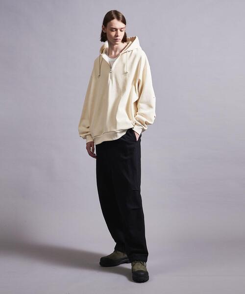 MONKEY TIME（モンキータイム）の「＜monkey time＞ TRY/FLC HALF ZIP HOODIE/パーカー（パーカー・メンズ・ブラック/ナチュラル・S/M/L/XL）」の15枚目の写真