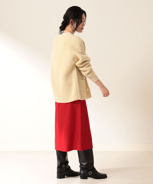 Demi-Luxe BEAMS（デミルクス ビームス）の「Demi-Luxe BEAMS / 畦編み Vネック カーディガン（カーディガン/ボレロ・レディース・ダークブラウン/オフホワイト・ONE SIZE）」の12枚目の写真