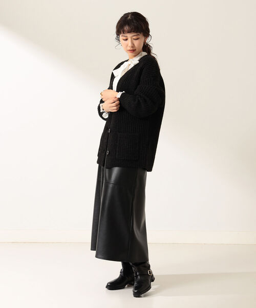 Demi-Luxe BEAMS（デミルクス ビームス）の「Demi-Luxe BEAMS / 畦編み Vネック カーディガン（カーディガン/ボレロ・レディース・ダークブラウン/オフホワイト・ONE SIZE）」の13枚目の写真