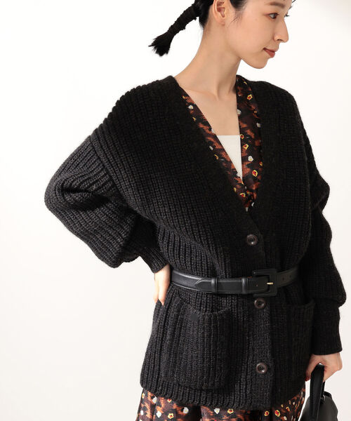 Demi-Luxe BEAMS（デミルクス ビームス）の「Demi-Luxe BEAMS / 畦編み Vネック カーディガン（カーディガン/ボレロ・レディース・ダークブラウン/オフホワイト・ONE SIZE）」の20枚目の写真