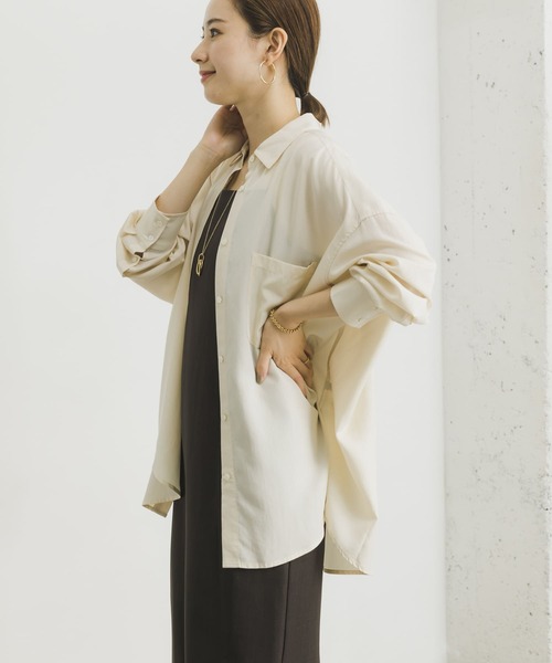 URBAN RESEARCH（アーバンリサーチ）の「ソフトオーバーシャツ（シャツ/ブラウス・レディース・カーキ/オレンジ/アイボリー・FREE）」の2枚目の写真