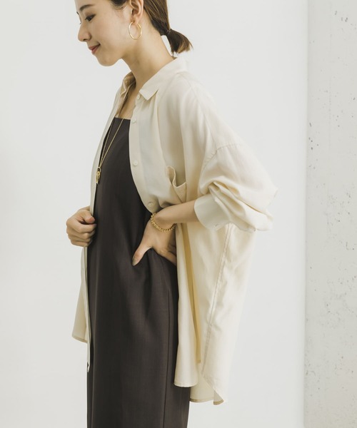 URBAN RESEARCH（アーバンリサーチ）の「ソフトオーバーシャツ（シャツ/ブラウス・レディース・カーキ/オレンジ/アイボリー・FREE）」の4枚目の写真