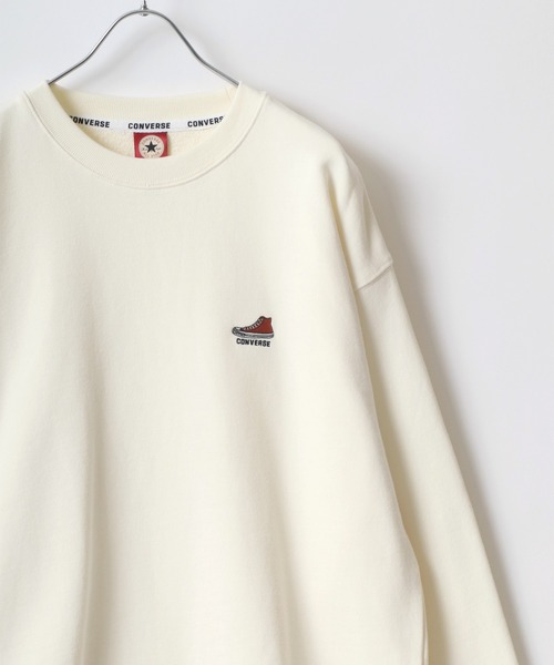 2022AWCONVERSE/コンバースワンポイント刺繍リブラインスウェットトレーナー