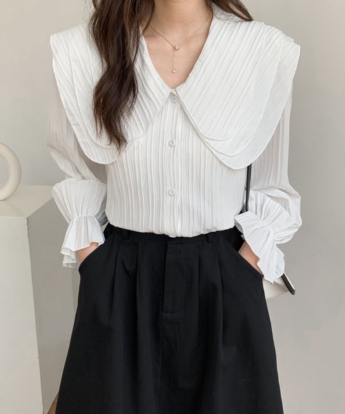 ECLIN(エクラン)の「セーラービックカラーワッシャーブラウス(シャツ/ブラウス・レディース・ホワイト/ブラック/ブルー・M/L)」の2枚目の写真