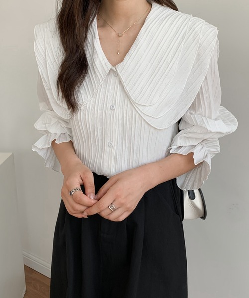 ECLIN(エクラン)の「セーラービックカラーワッシャーブラウス(シャツ/ブラウス・レディース・ホワイト/ブラック/ブルー・M/L)」の17枚目の写真