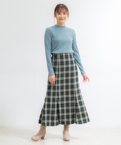 Honeys（ハニーズ）の「ランダムテレコハイネック（Tシャツ/カットソー・レディース・ベージュ/モカ/ブルー/ネイビー/オフホワイト/ブラック/ボルドー・S/M/L）」の19枚目の写真