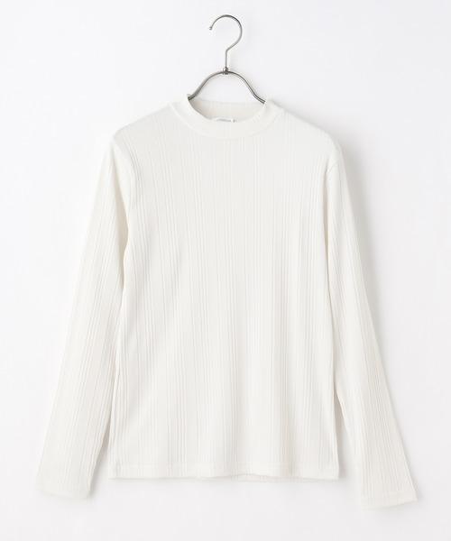 Honeys（ハニーズ）の「ランダムテレコハイネック（Tシャツ/カットソー・レディース・ベージュ/モカ/ブルー/ネイビー/オフホワイト/ブラック/ボルドー・S/M/L）」の20枚目の写真