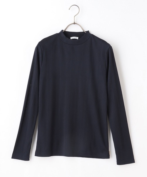 Honeys（ハニーズ）の「ランダムテレコハイネック（Tシャツ/カットソー・レディース・ベージュ/モカ/ブルー/ネイビー/オフホワイト/ブラック/ボルドー・S/M/L）」の13枚目の写真