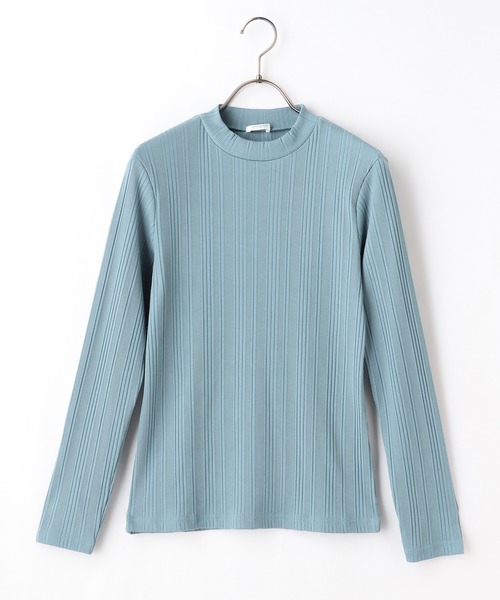 Honeys（ハニーズ）の「ランダムテレコハイネック（Tシャツ/カットソー・レディース・ベージュ/モカ/ブルー/ネイビー/オフホワイト/ブラック/ボルドー・S/M/L）」の21枚目の写真