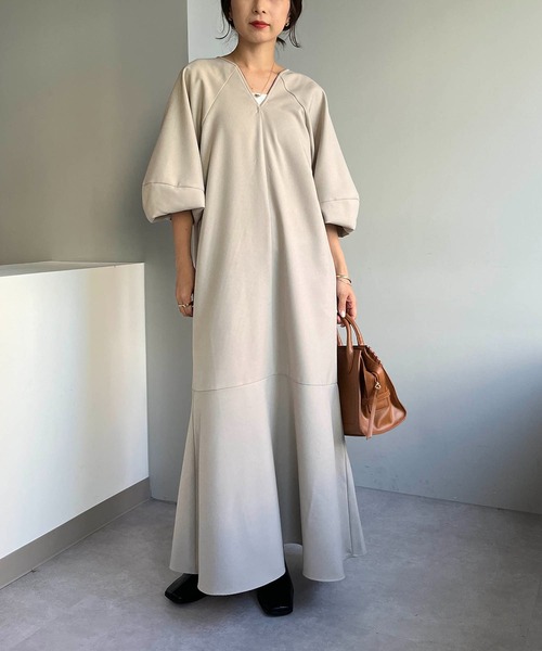 CAPRICIEUX LE'MAGE（カプリシューレマージュ）の「【サイズ展開あり】パフマーメイドワンピース（ワンピース・レディース・ブラック/ブラウン/グレイッシュベージュ・FREE/S）」の10枚目の写真