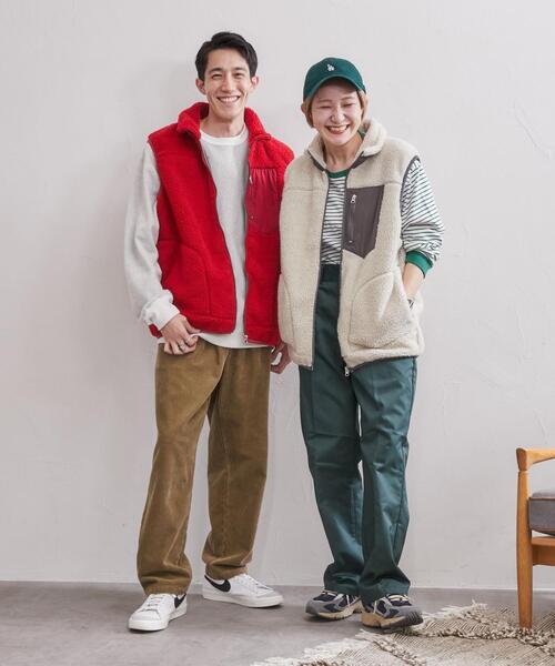 coen（コーエン）の「[洗える]ボアスタンドジップベスト（ベスト・メンズ・オフホワイト/レッド/コバルトブルー・S/XL/M/L）」の5枚目の写真