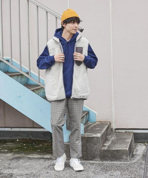 coen（コーエン）の「[洗える]ボアスタンドジップベスト（ベスト・メンズ・オフホワイト/レッド/コバルトブルー・S/XL/M/L）」の7枚目の写真