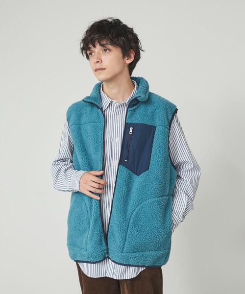 coen（コーエン）の「[洗える]ボアスタンドジップベスト（ベスト・メンズ・オフホワイト/レッド/コバルトブルー・S/XL/M/L）」の8枚目の写真