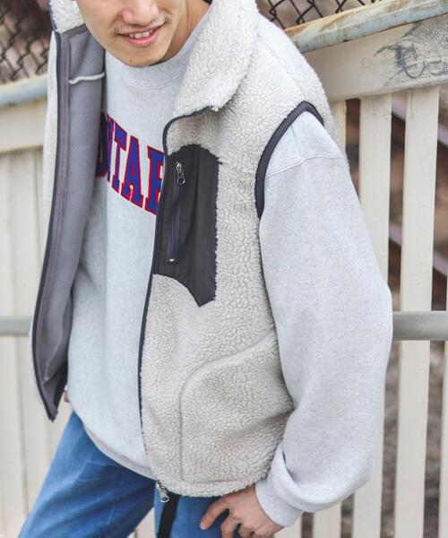 coen（コーエン）の「[洗える]ボアスタンドジップベスト（ベスト・メンズ・オフホワイト/レッド/コバルトブルー・S/XL/M/L）」の12枚目の写真