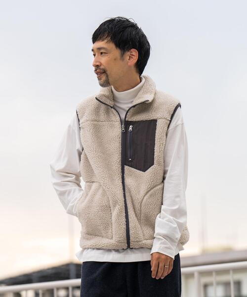 coen（コーエン）の「[洗える]ボアスタンドジップベスト（ベスト・メンズ・オフホワイト/レッド/コバルトブルー・S/XL/M/L）」の16枚目の写真