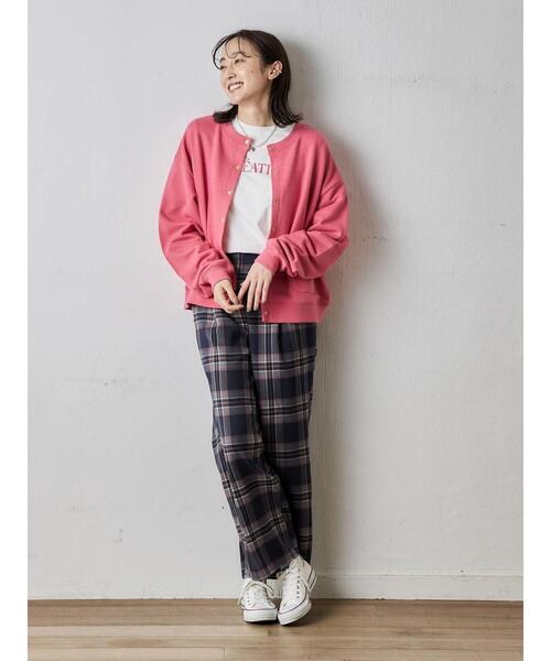 Green　Parks（グリーンパークス）の「釦付き裏毛カーディガン（カーディガン/ボレロ・レディース・ブルーグリーン/ネイビー/ピンク・FREE）」の17枚目の写真