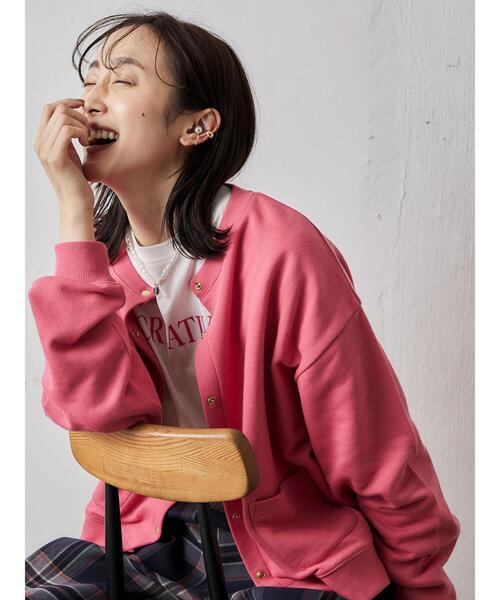 Green　Parks（グリーンパークス）の「釦付き裏毛カーディガン（カーディガン/ボレロ・レディース・ブルーグリーン/ネイビー/ピンク・FREE）」の19枚目の写真